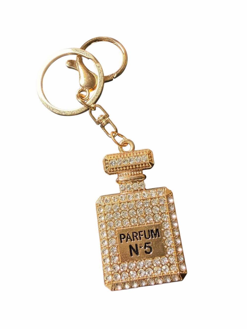 Pink Rhinestone Perfume Bottle Purse Charm Keychain Gold Bling NWT